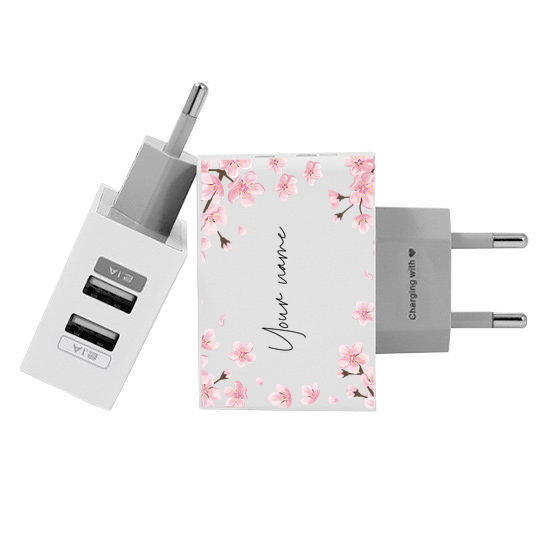 Customized Dual Usb Wall Charger for iPhone and Android - Carregador Personalizado iPhone/Android Duplo USB de Parede Gocase - Fancy Cherry Stylish (EU plug compatible)