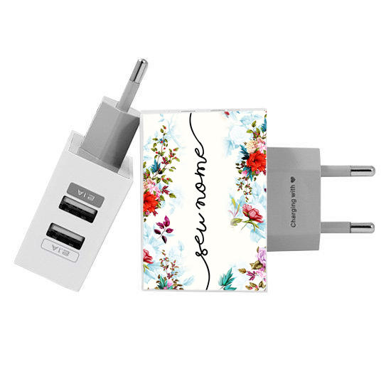Carregador Personalizado iPhone/Android Duplo USB de Parede Gocase - Jardim Vintage