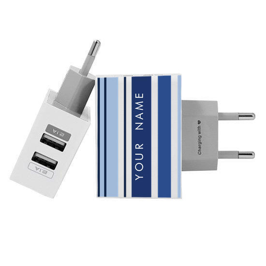 Customized Dual Usb Wall Charger for iPhone and Android - Modern Stripes (EU plug compatible)