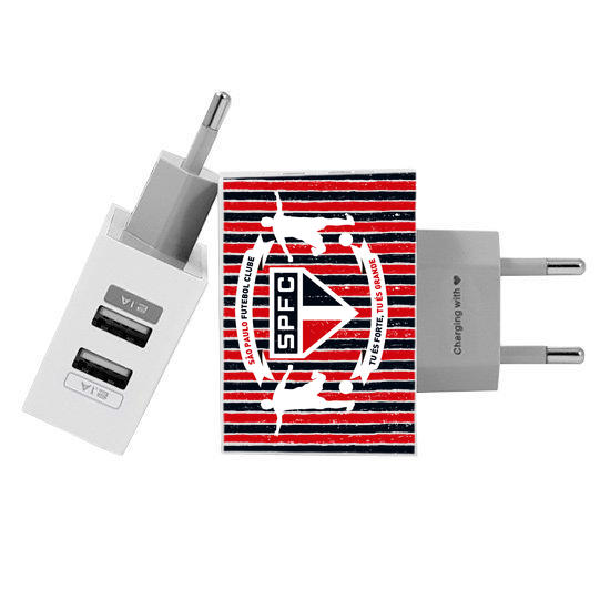 Customized Dual Usb Wall Charger for iPhone and Android - Carregador Personalizado iPhone/Android Duplo USB de Parede Gocase - São Paulo - Escudo (EU plug compatible)