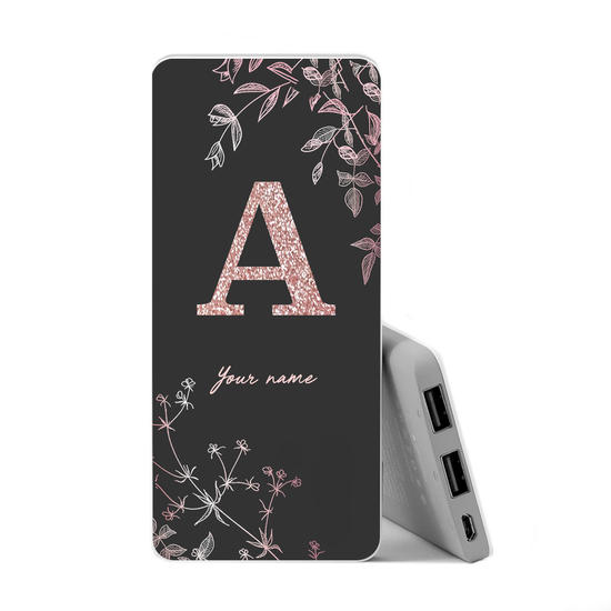 Download Power Bank Slim Portable Charger 5000mah Rose Branch Glitter Gocase PSD Mockup Templates