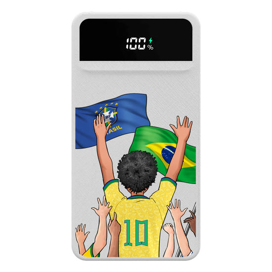Carregador Portátil Turbo 10000mah - Seleção Brasileira - Garoto Torcedor Camisa Amarela