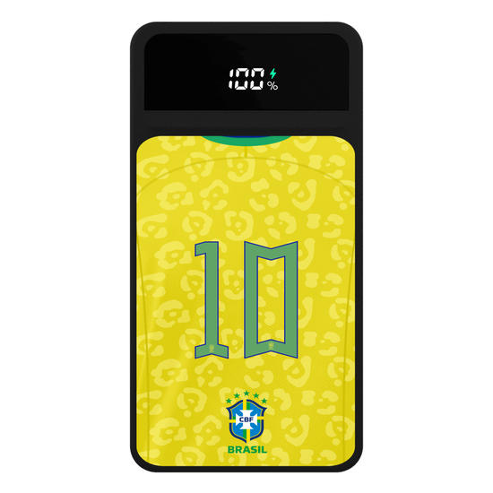 Carregador Portátil Turbo 10000mah Preto - Seleção Brasileira - Uniforme 1 2022 Personalizado