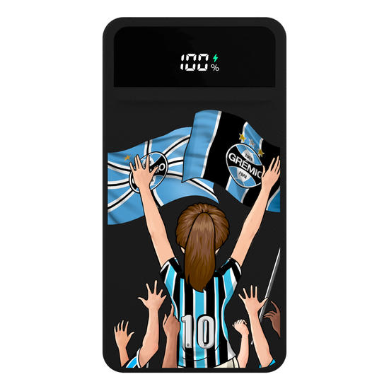 Carregador Portátil Turbo 10000mah Preto - Grêmio - Garota Tricolor