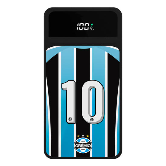 Carregador Portátil Turbo 10000mah Preto - Grêmio - Uniforme 1 2022 Personalizado