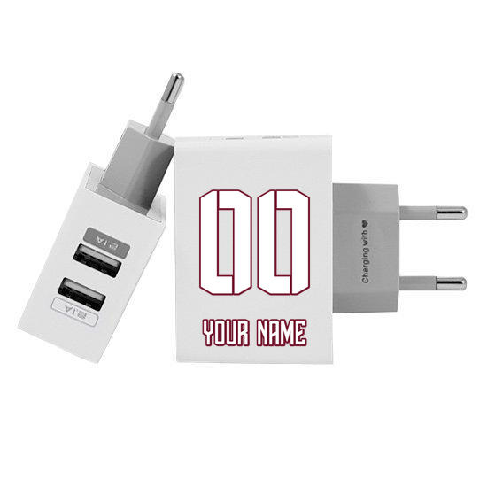 Customized Dual Usb Wall Charger for iPhone and Android - Fluminense - Uniforme 1 (EU plug compatible)