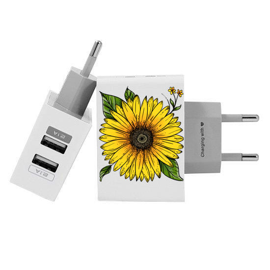 Customized Dual Usb Wall Charger for iPhone and Android - Girassol Decor (EU plug compatible)