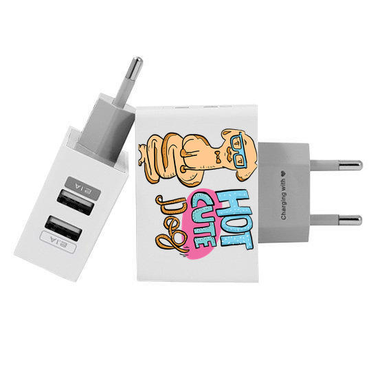 Customized Dual Usb Wall Charger for iPhone and Android - Hot Cute Dog (EU plug compatible)