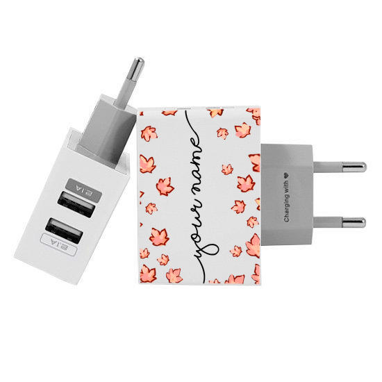 Customized Dual Usb Wall Charger for iPhone and Android - Minha História by Bruna Vieira (EU plug compatible)