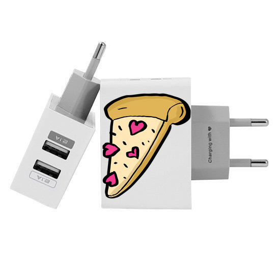 Customized Dual Usb Wall Charger for iPhone and Android - Pizza (EU plug compatible)