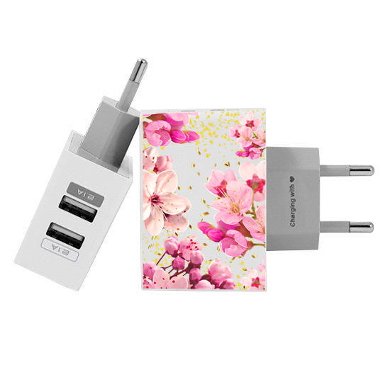 Customized Dual Usb Wall Charger for iPhone and Android - Rose Gold (EU plug compatible)