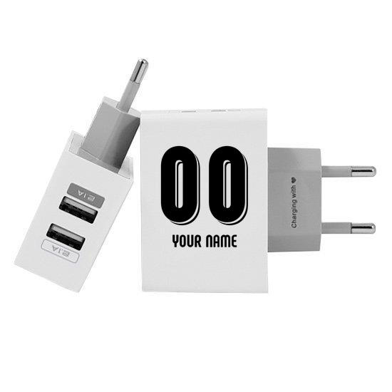 Customized Dual Usb Wall Charger for iPhone and Android - Santos - Uniforme 1 - 2019 (EU plug compatible)