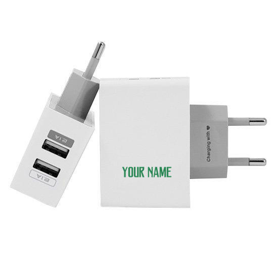 Customized Dual Usb Wall Charger for iPhone and Android - Seleção Brasileira - Uniforme Amarelo (EU plug compatible)