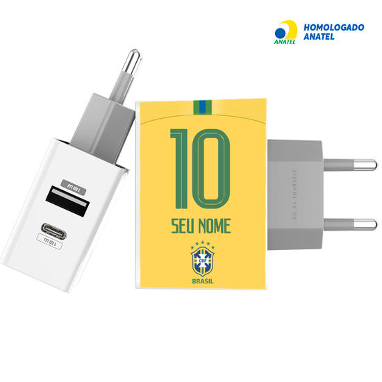 Carregador Turbo Power 18W Gocase - Iphone / Android - Seleção Brasileira - Uniforme Amarelo