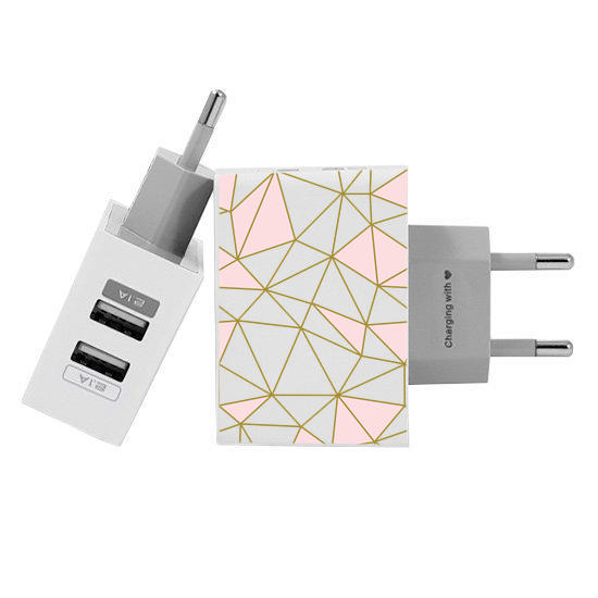 Customized Dual Usb Wall Charger for iPhone and Android - Traço Rosê (EU plug compatible)