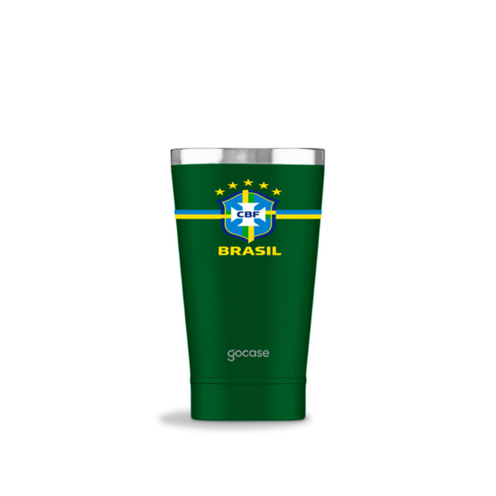 Copo Térmico Cerveja + Ebook - CBF - Brasil Core - Verde - 470ml