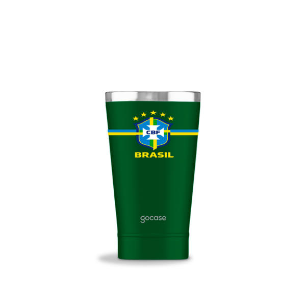 Copo Térmico Cerveja + Ebook - CBF - Brasil Core - Verde - 470ml