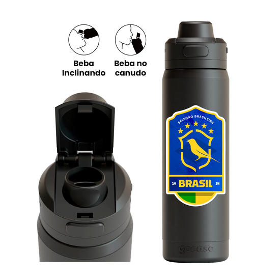 Garrafa Térmica Flip Pro - CBF - Selo Canarinho