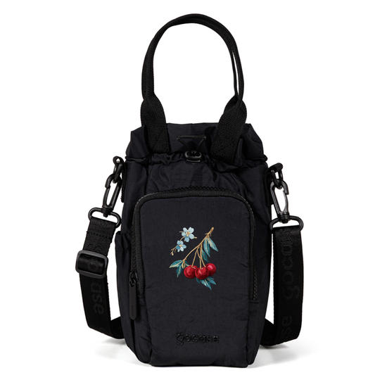 Bolsa de Garrafa Puffer -  Cerejas Bordadas Vintage