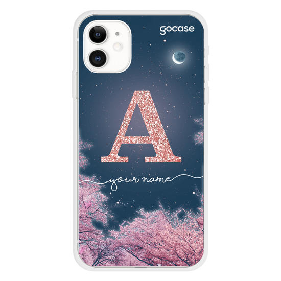 Night Cherry Blossoms Glitter Phone Case