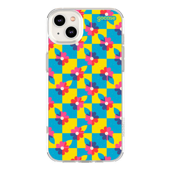 Capinha para celular  Checkered Primary Flowers 