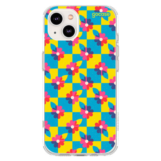 Capinha para celular  Checkered Primary Flowers 