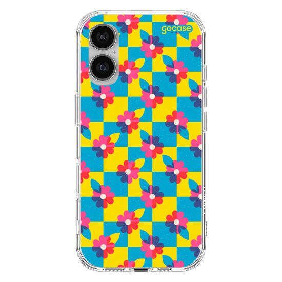 Capinha para celular  Checkered Primary Flowers 