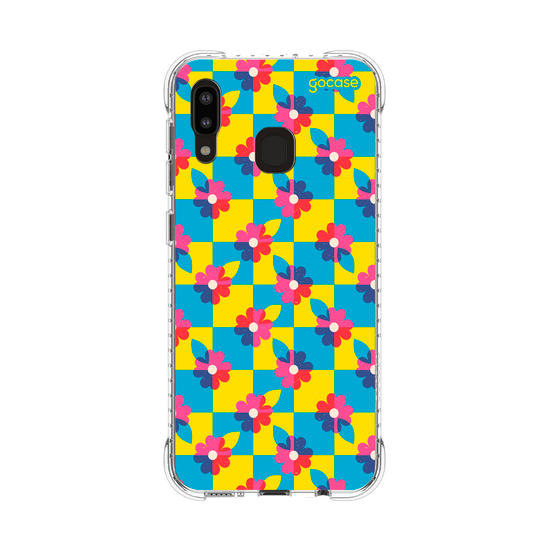 Capinha para celular  Checkered Primary Flowers 
