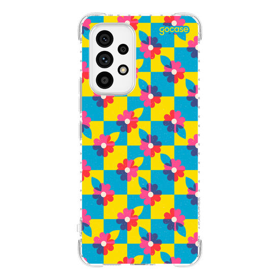 Capinha para celular  Checkered Primary Flowers 