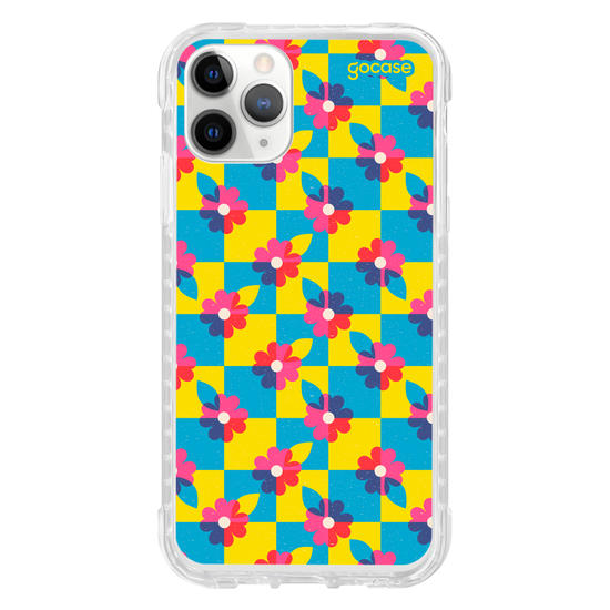 Capinha para celular  Checkered Primary Flowers 