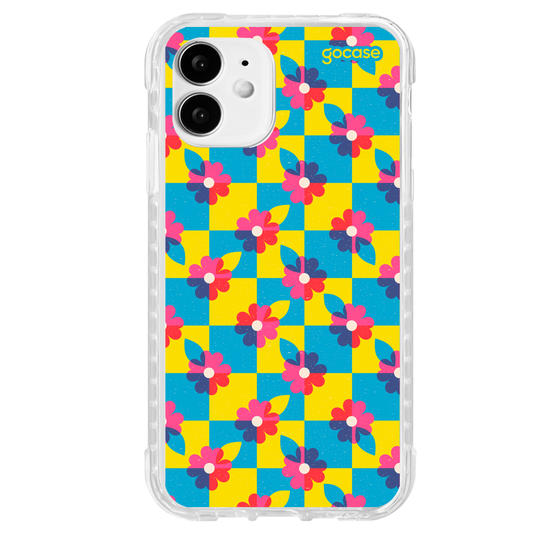 Capinha para celular  Checkered Primary Flowers 