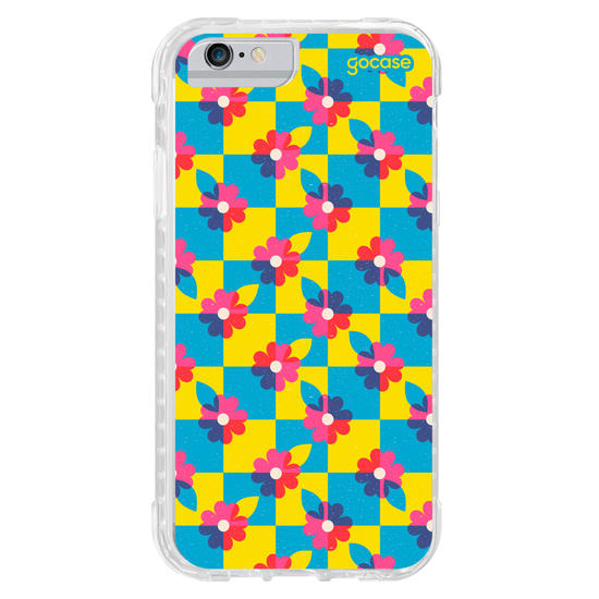 Capinha para celular  Checkered Primary Flowers 