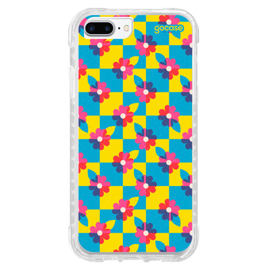 Capinha para celular  Checkered Primary Flowers 