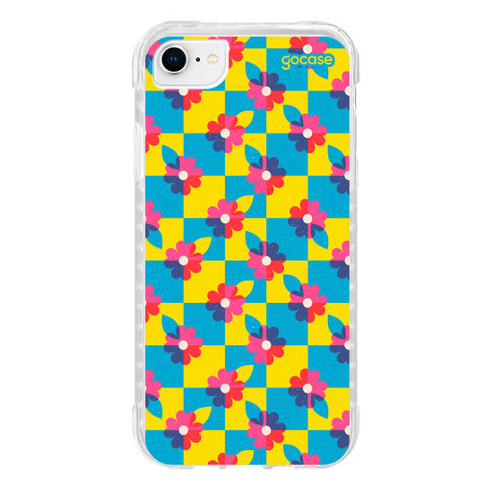 Capinha para celular  Checkered Primary Flowers 