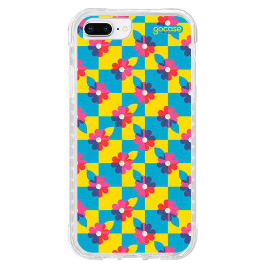 Capinha para celular  Checkered Primary Flowers 