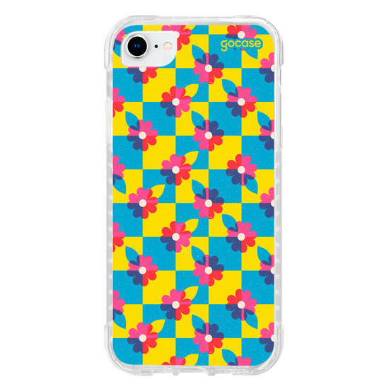 Capinha para celular  Checkered Primary Flowers 