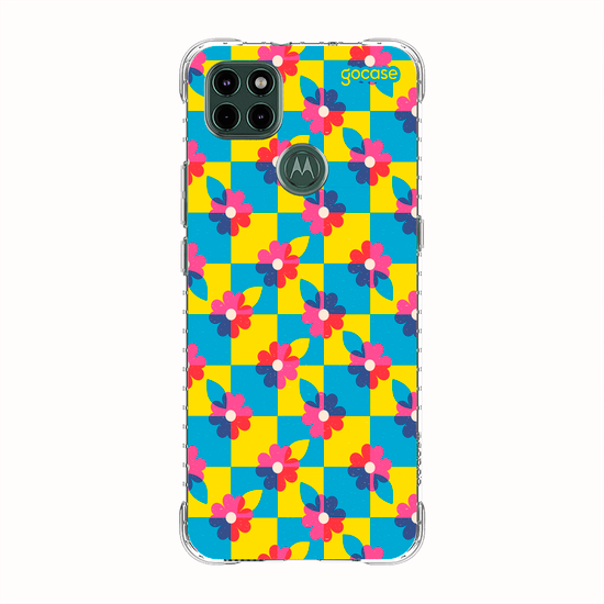 Capinha para celular  Checkered Primary Flowers 