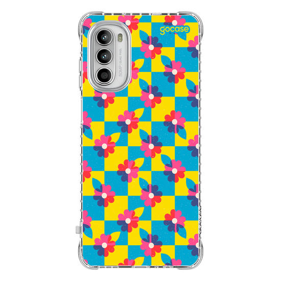 Capinha para celular  Checkered Primary Flowers 