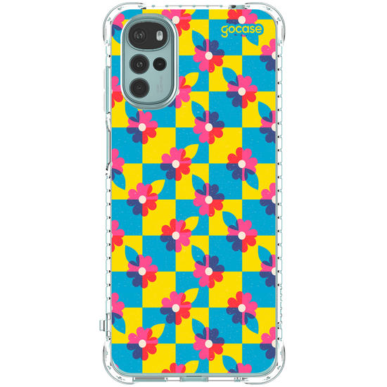 Capinha para celular  Checkered Primary Flowers 