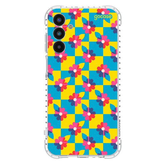Capinha para celular  Checkered Primary Flowers 
