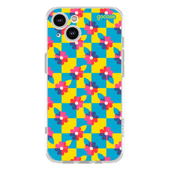 Capinha para celular  Checkered Primary Flowers 