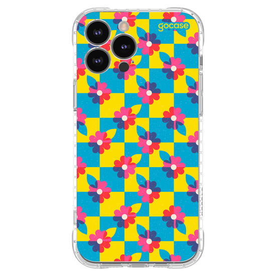 Capinha para celular  Checkered Primary Flowers 