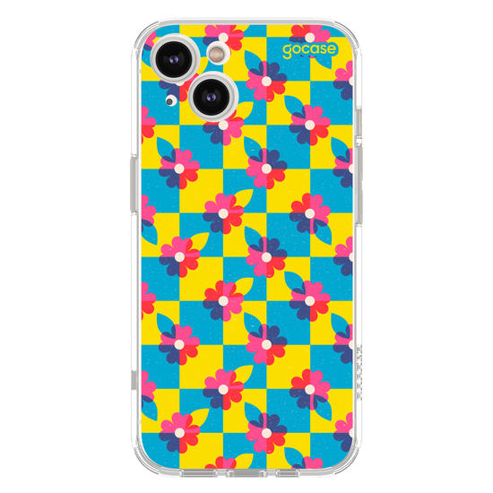 Capinha para celular  Checkered Primary Flowers 