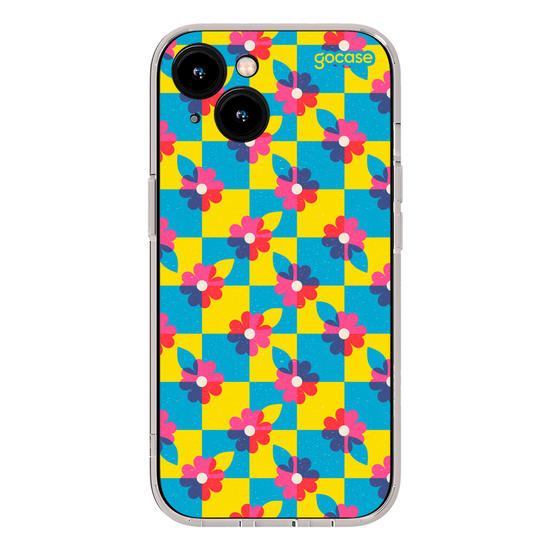 Capinha para celular  Checkered Primary Flowers 