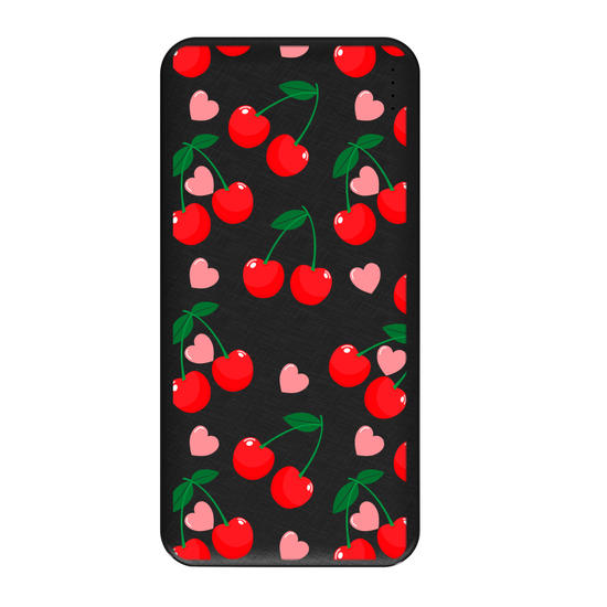 Carregador Portátil Fast Charge -  Corações de cereja.