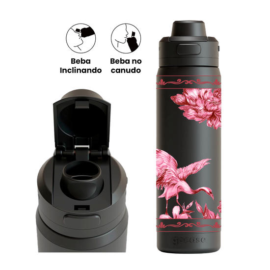 Garrafa Térmica Flip Pro + Ebook - Cisne Botânico Clássico