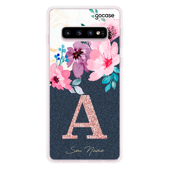 Capinha para celular Classical Flowers - Inicial Glitter