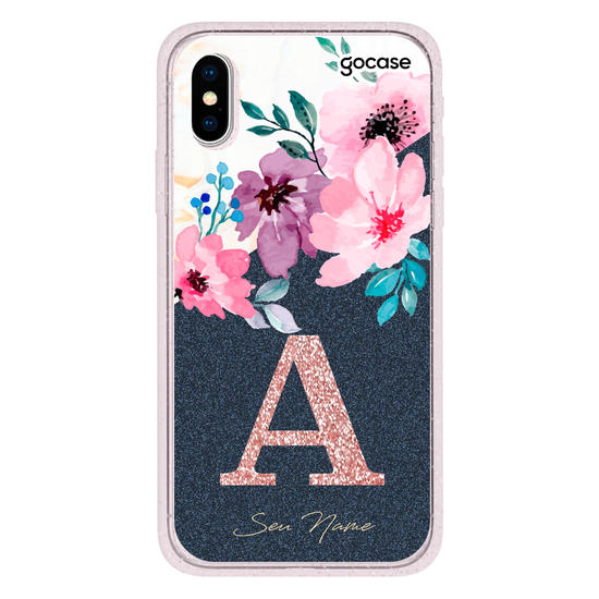 Capinha para celular Classical Flowers - Inicial Glitter