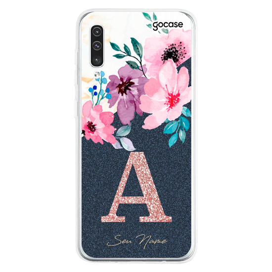 Capinha para celular Classical Flowers - Inicial Glitter