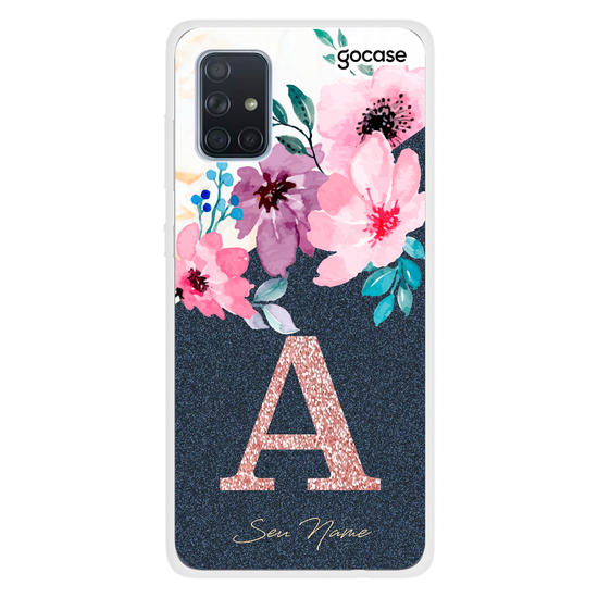 Capinha para celular Classical Flowers - Inicial Glitter